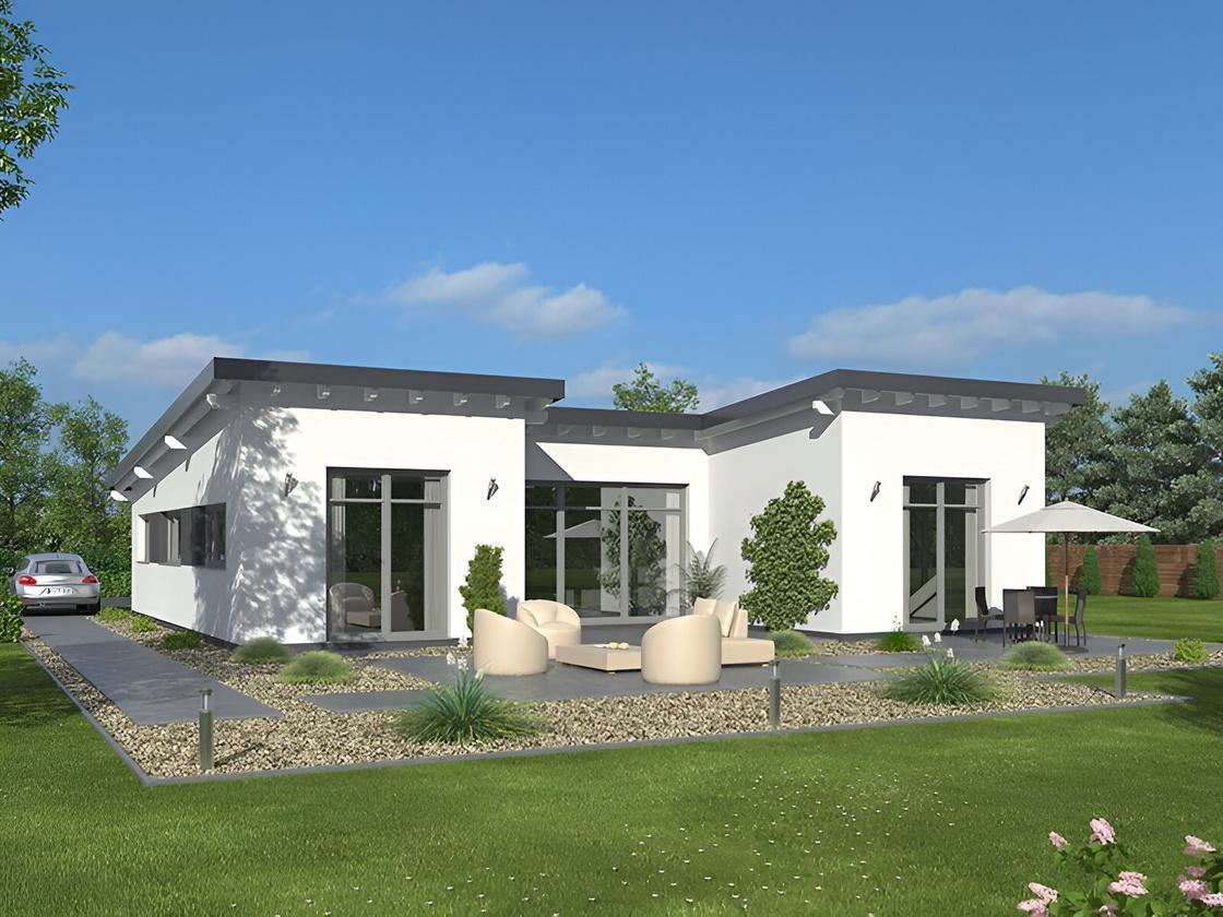 Mẫu nhà chữ U mái bằng hiện đại, tối giản, hợp xu hướng 2025