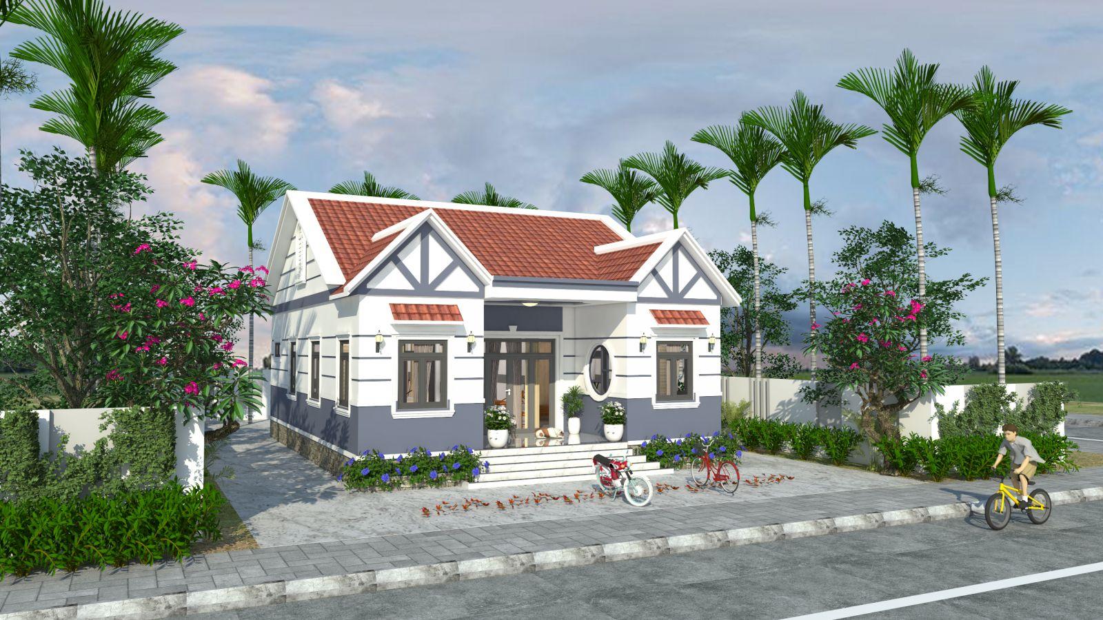 Mẫu nhà chữ U mái Thái 160m2 hiện đại, hài hòa với thiên nhiên