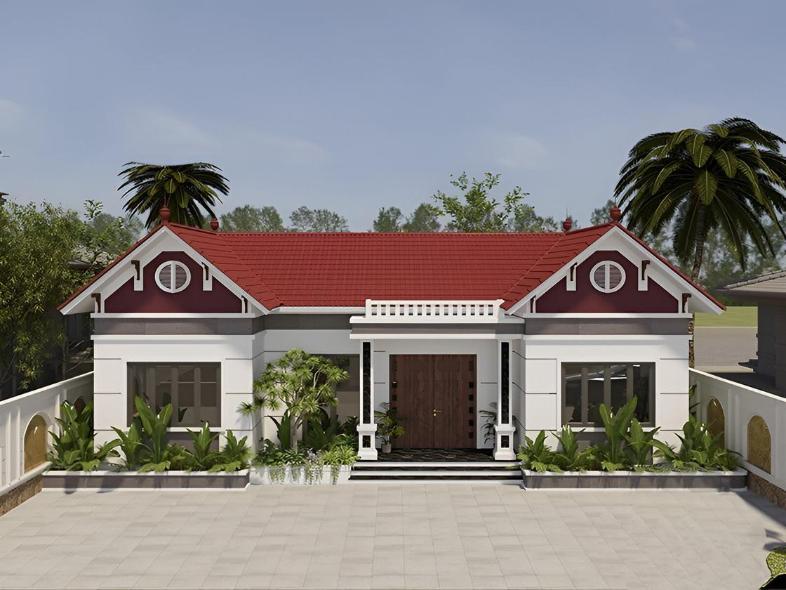 Mẫu nhà chữ U nông thôn đơn giản nhưng không kém phần tiện nghi, ấn tượng