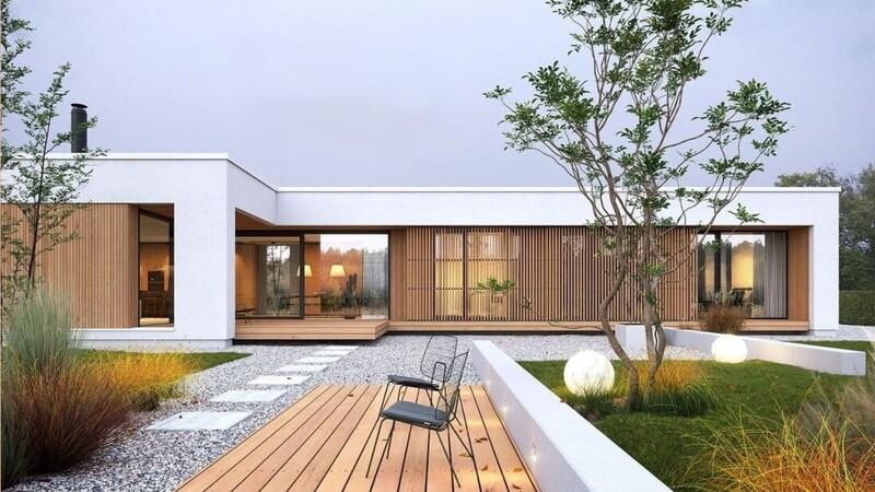 Mẫu nhà gỗ cấp 4 chữ L đẹp, hiện đại, thoáng đãng