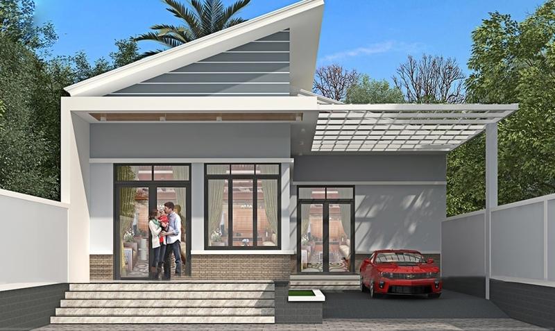 Mẫu nhà mái lệch kết hợp gara ô tô tiện ích, đa năng cho gia đình