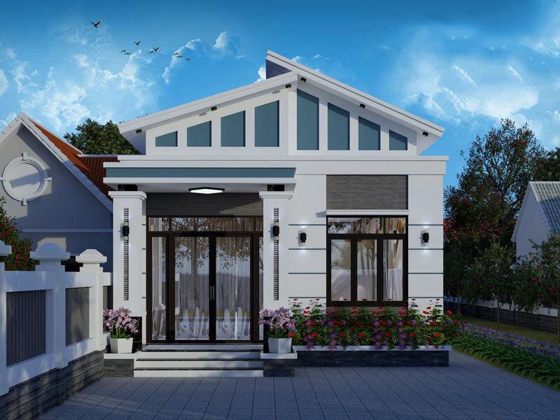 Mẫu nhà cấp 4 2 phòng ngủ mái lệch đẹp, hiện đại, tiện nghi