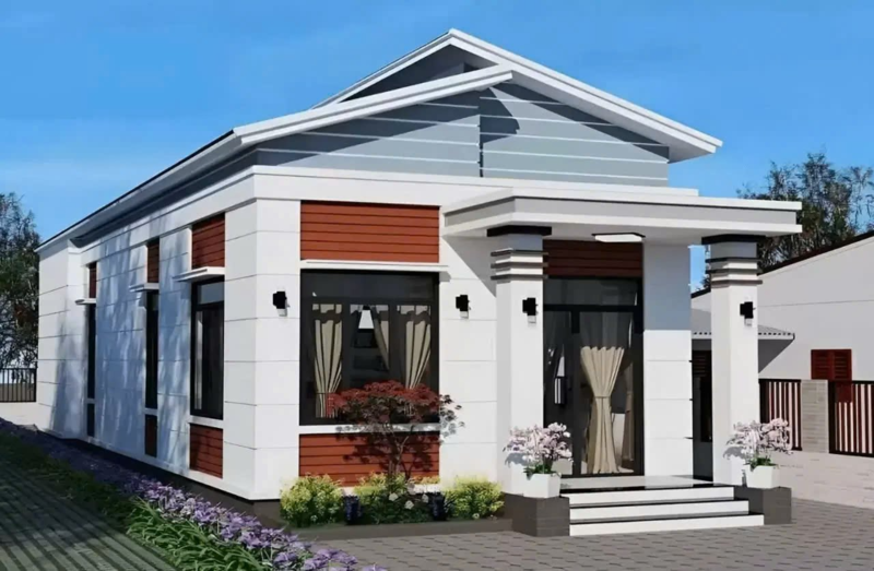 Mẫu nhà cấp 4 3 phòng ngủ 500 triệu mái lệch phá cách, cuốn hút ánh nhìn