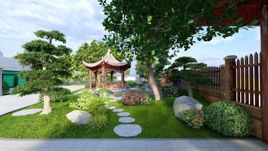 Mẫu khuôn viên sân vườn đẹp, đơn giản, dễ thực hiện