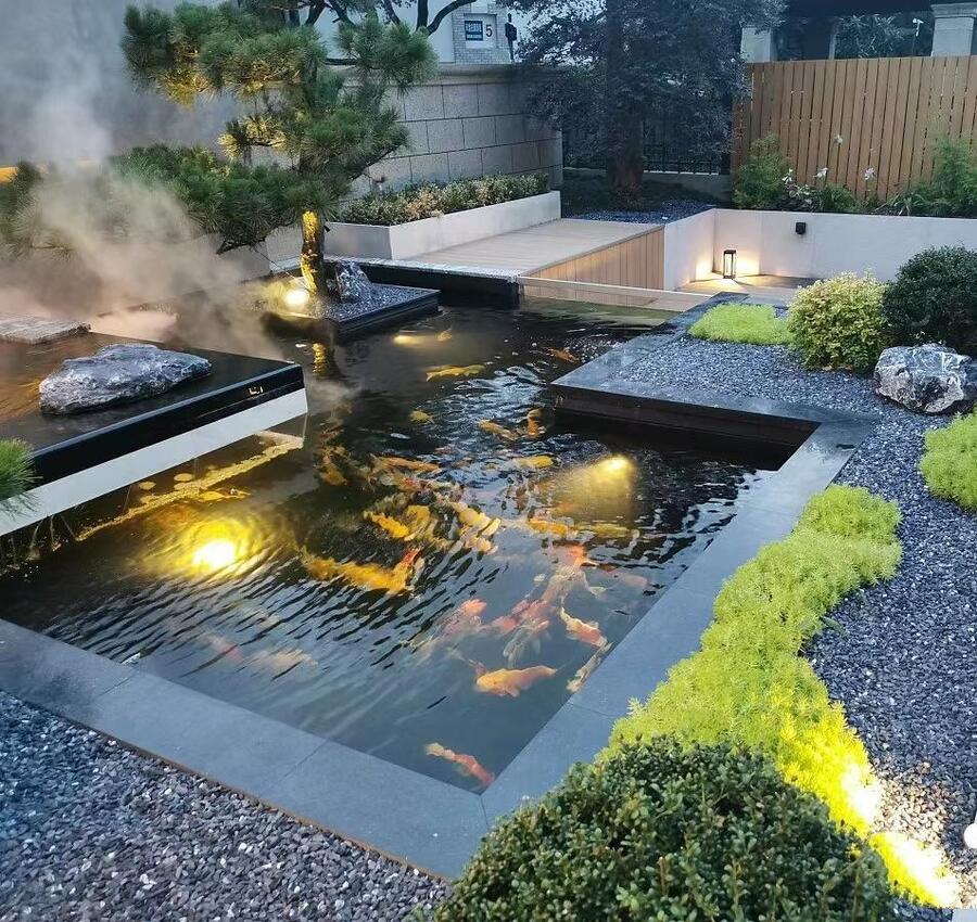 Thiết kế sân vườn đẹp đơn giản sang trọng với hồ cá Koi