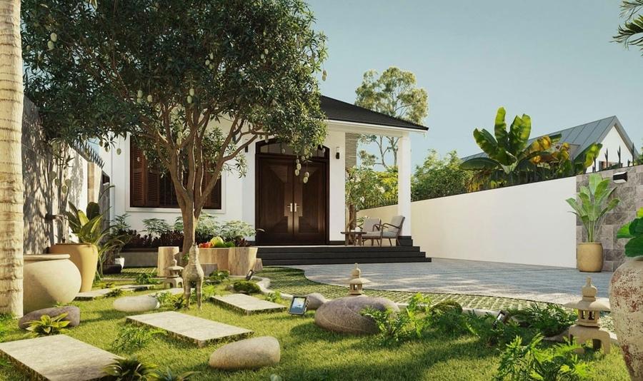 Mẫu thiết kế sân vườn đẹp nhà cấp 4 được sắp xếp khoa học, tối ưu không gian