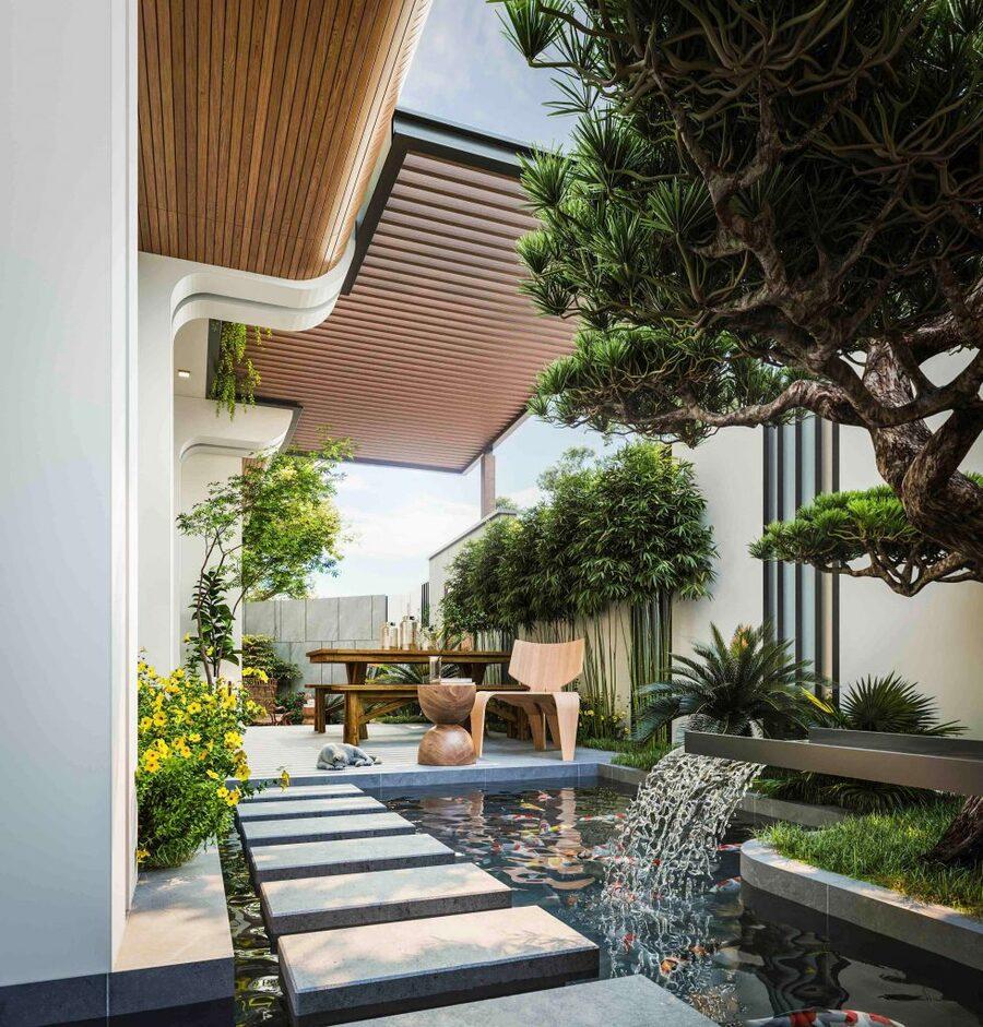 Thiết kế sân vườn đẹp phong cách phương Đông