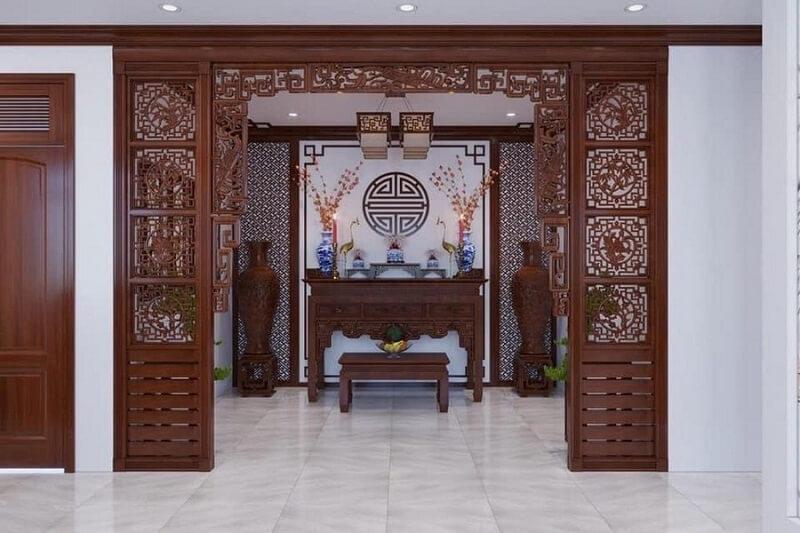 Vách ngăn phòng thờ với phòng khách cần thiết để tạo không gian trang nghiêm