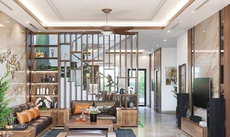 Vách ngăn với cầu thang giúp gia chủ cho phép ánh sáng và không khí lưu thông tự nhiên giữa hai khu vực