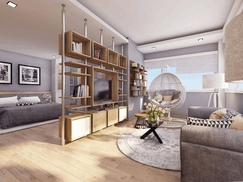 Vách ngăn phòng khách với phòng ngủ tạo ra không gian nghỉ ngơi và thư giãn thoải mái