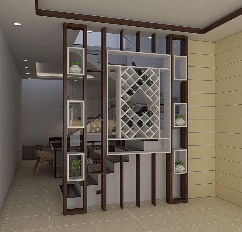 Vách ngăn phòng khách bằng nhựa CNC giá rẻ, thiết kế đơn giản