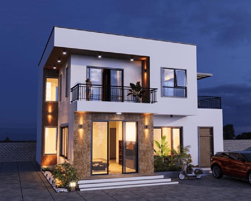 Xây mẫu nhà 2 tầng nông thôn 800 triệu hoàn toàn có thể khả thi