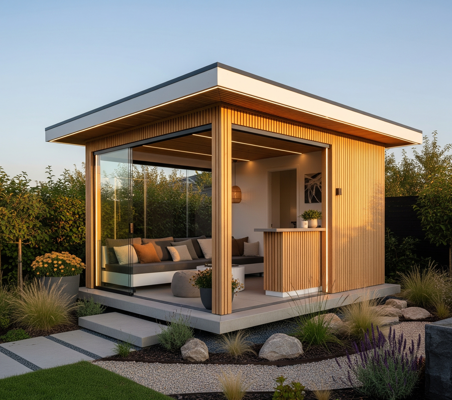 Mẫu nhà chòi gỗ sân vườn đơn giản, hiện đại, sang trọng