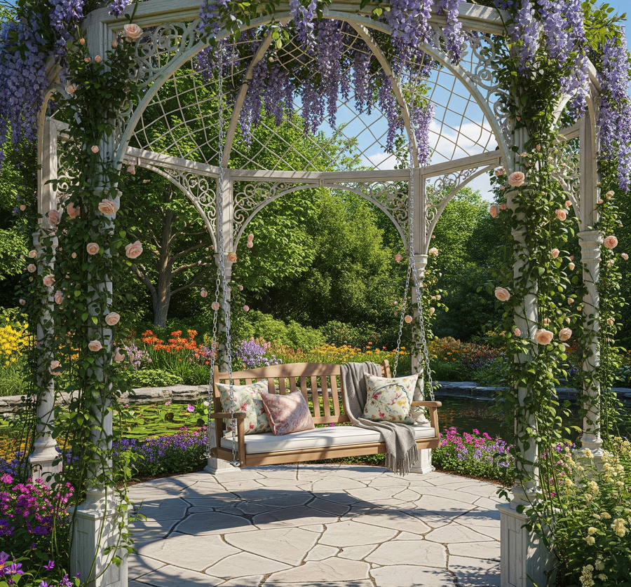 Mẫu nhà chòi sân vườn có xích đu đẹp, đơn giản và an toàn