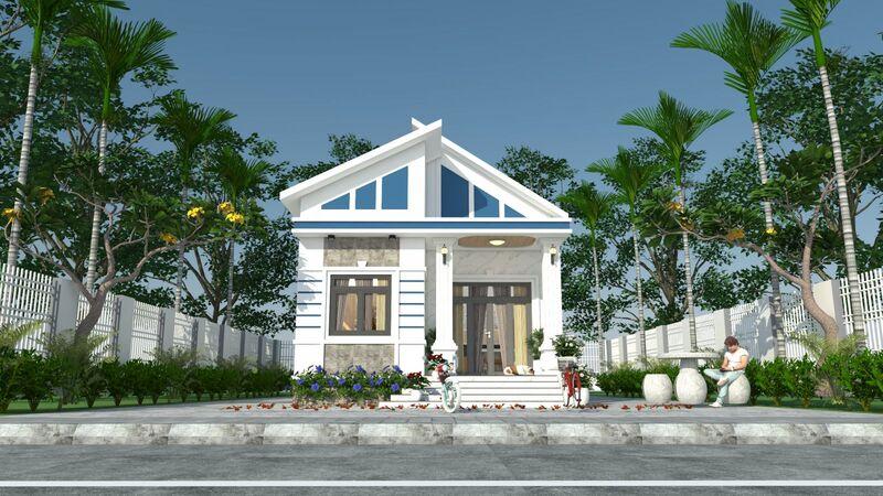 Mẫu nhà mái lệch diện tích 100m2 đẹp, tối ưu công năng