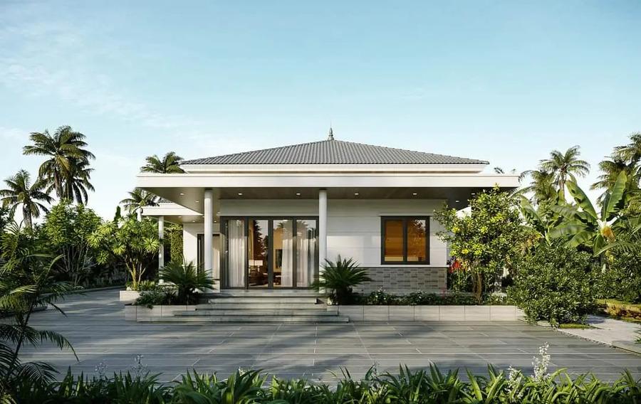 Mẫu nhà vườn nhỏ đẹp mái Nhật hiện đại pha chút mộc mạc