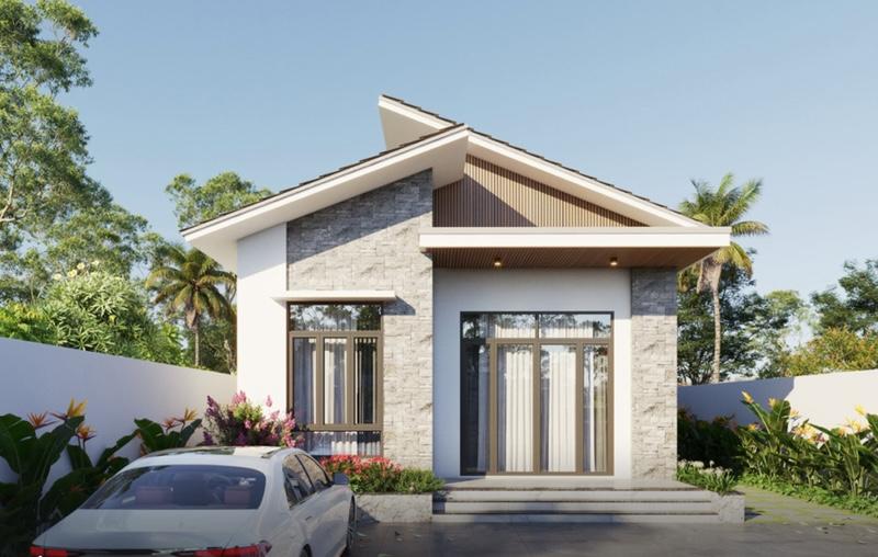 Mẫu nhà mái lệch cấp 4 đơn giản, trang nhã và tinh tế