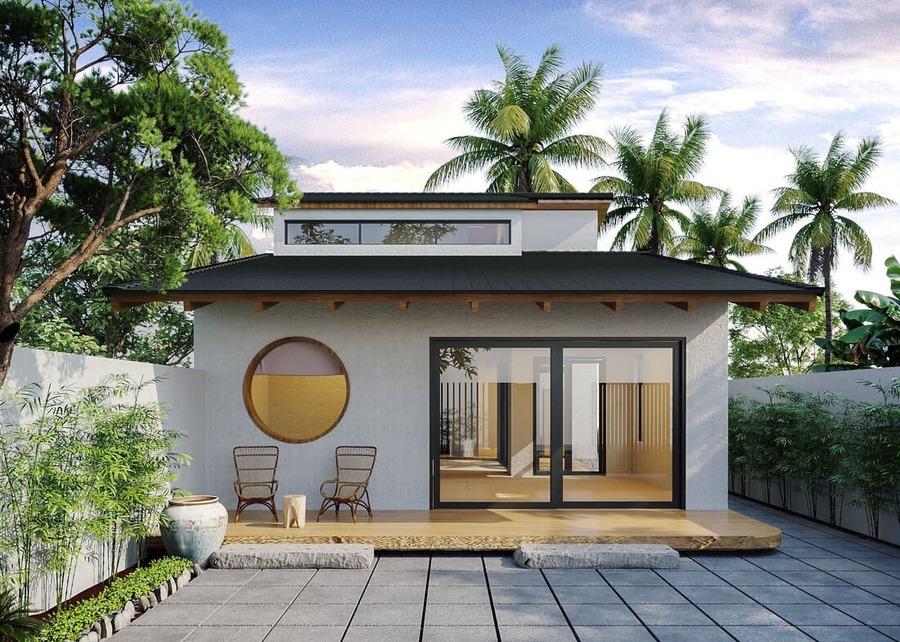 Mẫu nhà vườn nhỏ đẹp có gác lửng thiết kế tinh tế đầy ấm áp