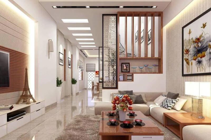 Mẫu vách ngăn phòng khách đơn giản mà thanh lịch, hợp xu hướng