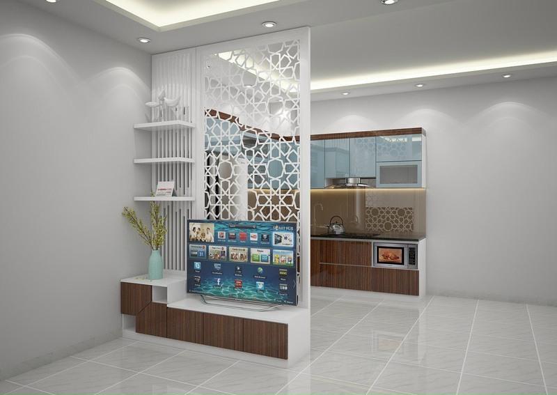 Mẫu vách ngăn phòng khách và bếp nhà ống đẹp, tạo cảm giác thoáng đãng