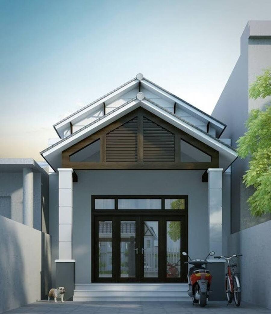 Mẫu nhà ống mái Thái 1 tầng phổ biến tại khu vực thành thị