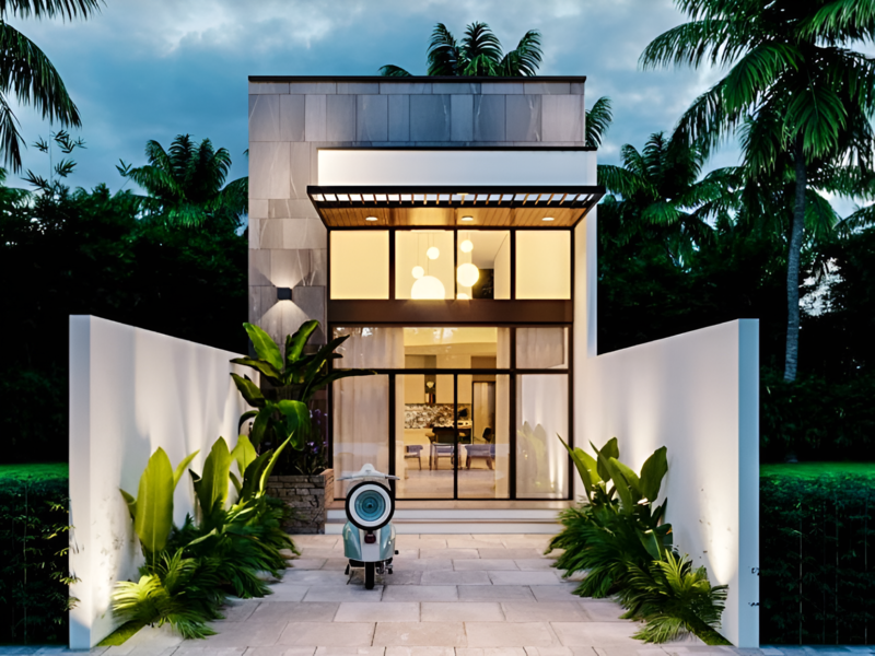 Mẫu mặt tiền nhà cấp 4 gác lửng 5x16 thiết kế hiện đại, bền, đẹp