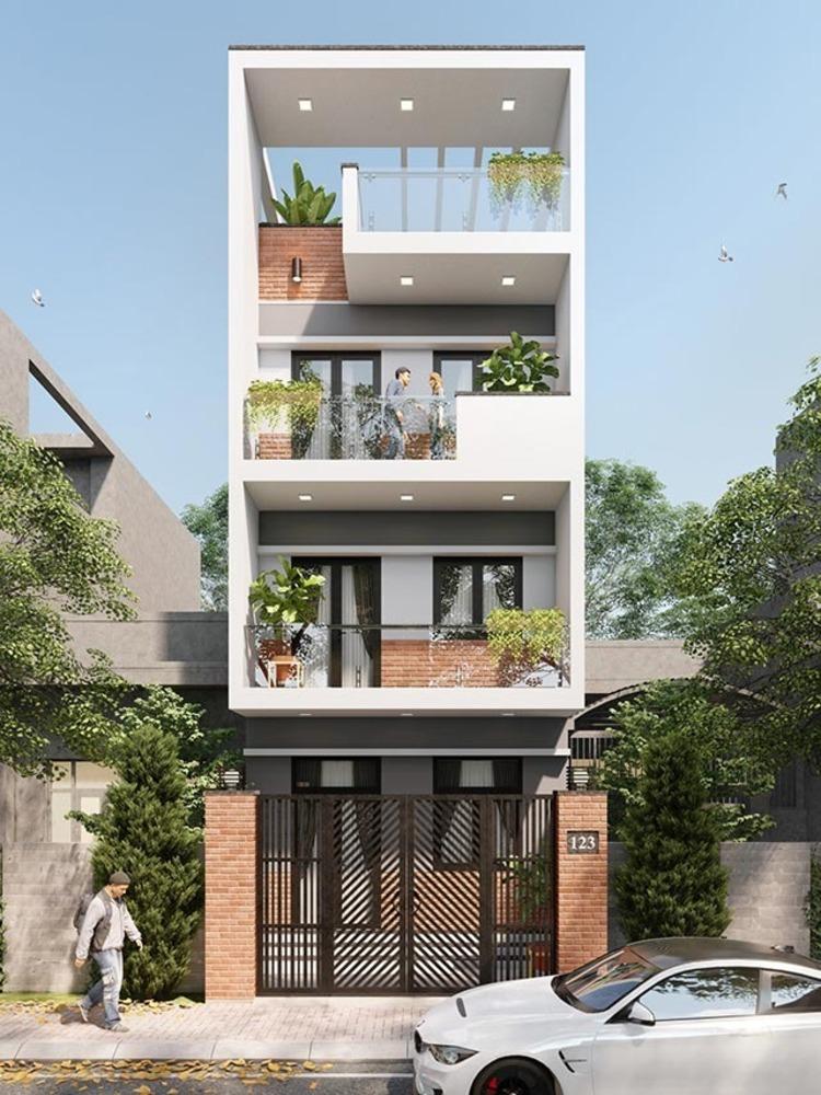 Mẫu nhà ống đẹp 3 tầng 4m có 1 tum mang đến không gian sống rộng rãi và hiện đại cho gia đình