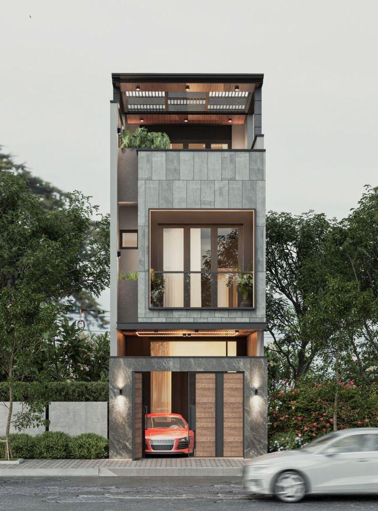 Mẫu nhà ống đẹp 3 tầng 4x10m thường bố trí phòng khách, bếp và phòng ngủ hợp lý 