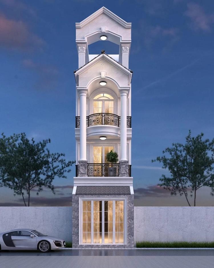 Mẫu nhà ống đẹp 3 tầng 4m tân cổ điển mang đến không gian sống sang trọng cùng nét cổ điển quý phái