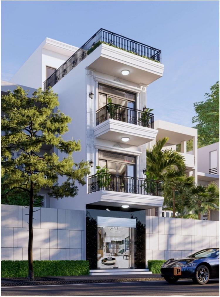 Mẫu nhà ống đẹp 3 tầng 4m có sân thượng mang lại không gian thư giãn thoáng mát cho cả gia đình