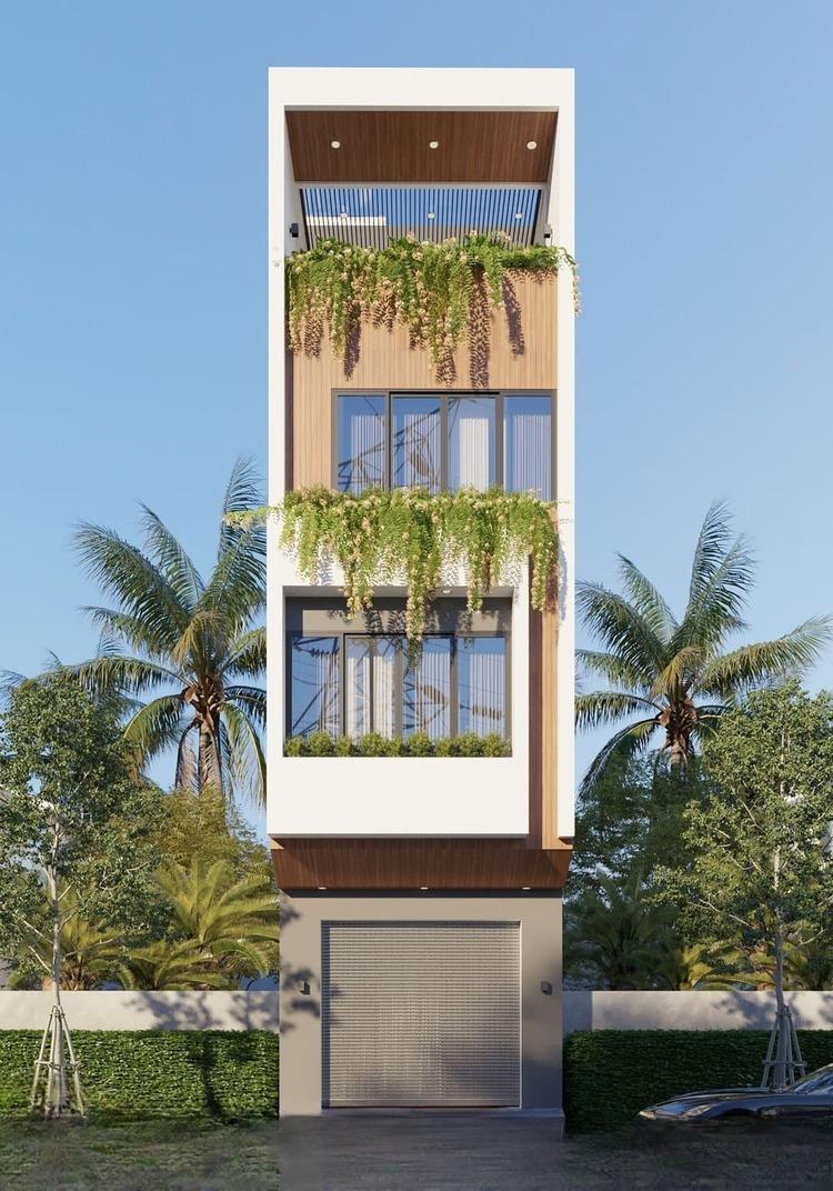 Mẫu nhà ống đẹp 3 tầng 4m nhiều cây xanh mang đến không gian sống gần gũi với thiên nhiên giữa lòng đô thị 