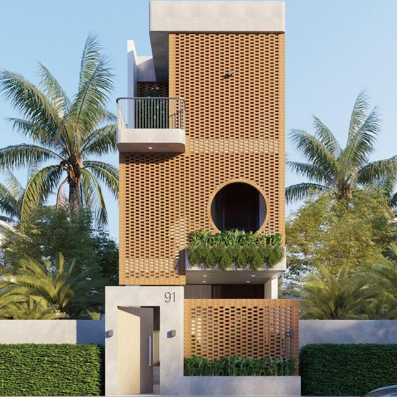 Mẫu nhà ống đẹp 3 tầng 5m phong cách Rustic mộc mạc, gần gũi