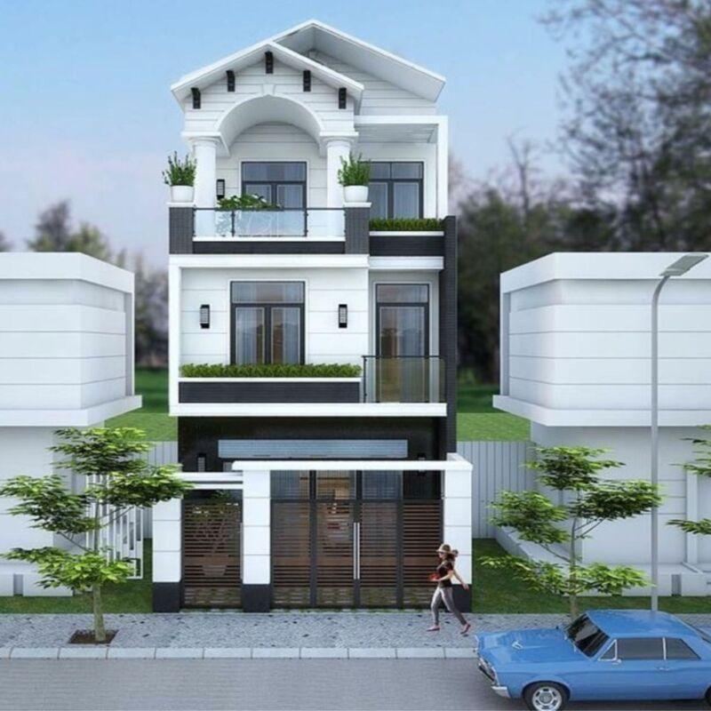 Mẫu nhà ống đẹp 3 tầng mái Thái đẹp, đơn giản