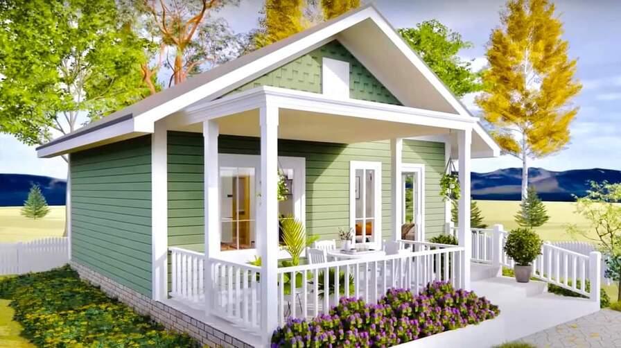 Mẫu nhà cấp 4 có gác lửng tiền chế dưới 100 triệu nông thôn mái Thái