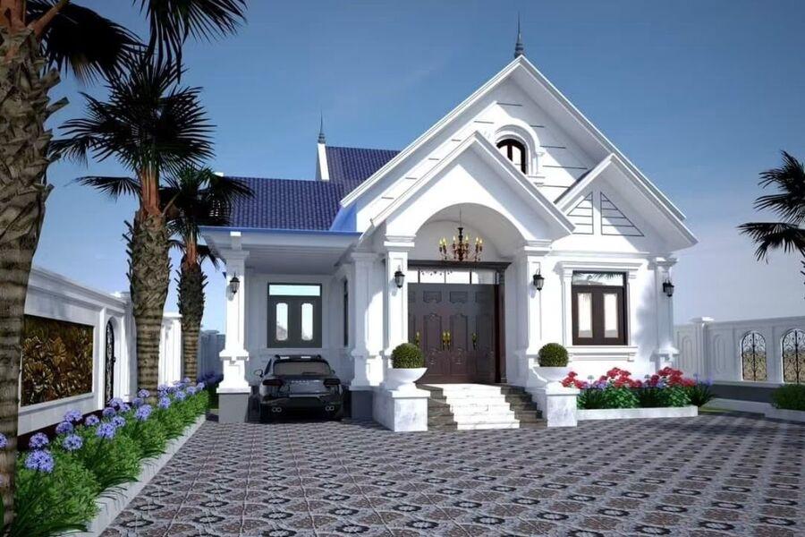 Mẫu nhà mái Thái 1 tầng 2 phòng ngủ đẹp, hiện đại