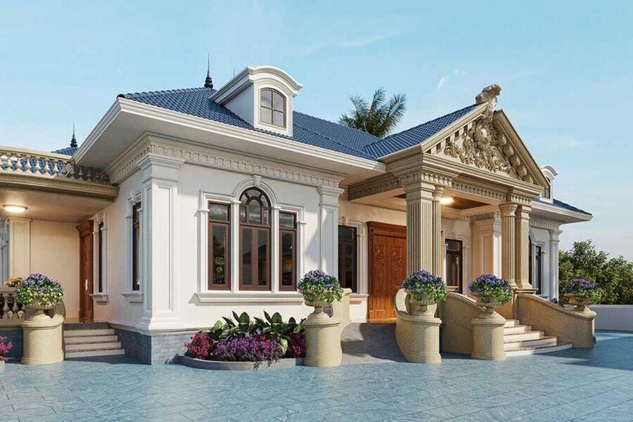 Mẫu nhà mái Thái 1 tầng tân cổ điển được ưa chuộng bởi vẻ đẹp thanh lịch, tinh tế