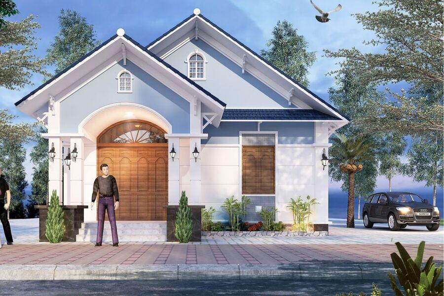 Ngôi nhà mái Thái 1 tầng 100m2 hiện đại, ấn tượng