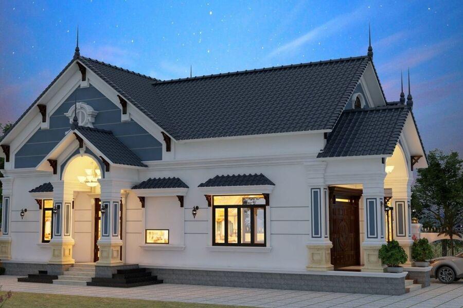 Thiết kế nhà mái Thái 1 tầng 150m2 sang trọng, rộng lớn