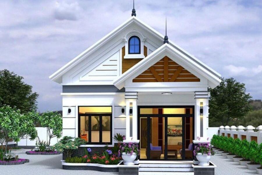 Mẫu nhà 1 tầng mặt tiền 8m thông thoáng, mang nét truyền thống