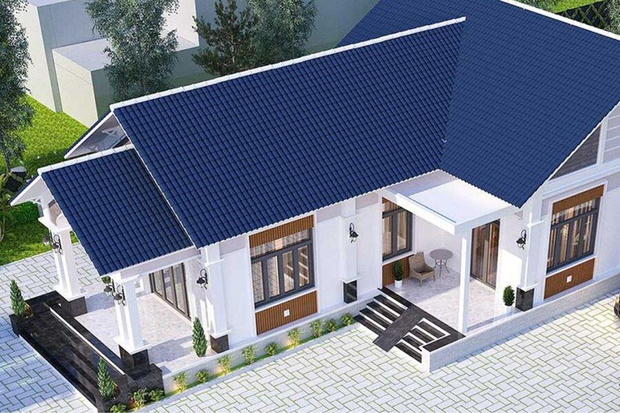 Nhà mái Thái 1 tầng dạng ống hiện đại, đề cao sự tối giản và tinh tế trong thiết kế