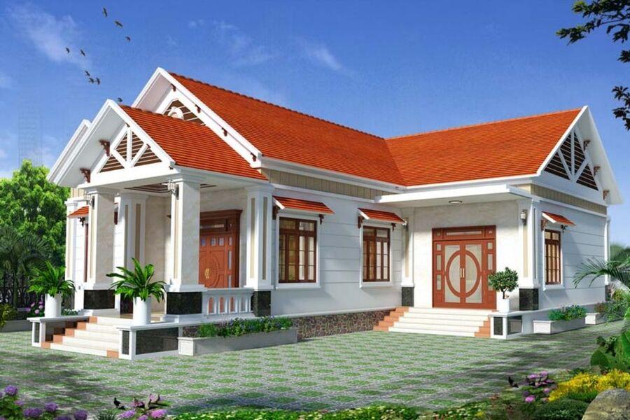 Mẫu nhà mái Thái 1 tầng chữ L đẹp, độc đáo