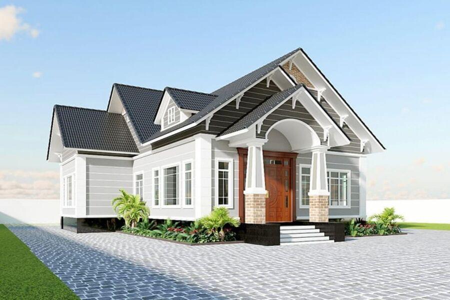 Nhà mái Thái 1 tầng có phòng thờ với thiết kế sang trọng, không gian mở đón ánh sáng tự nhiên