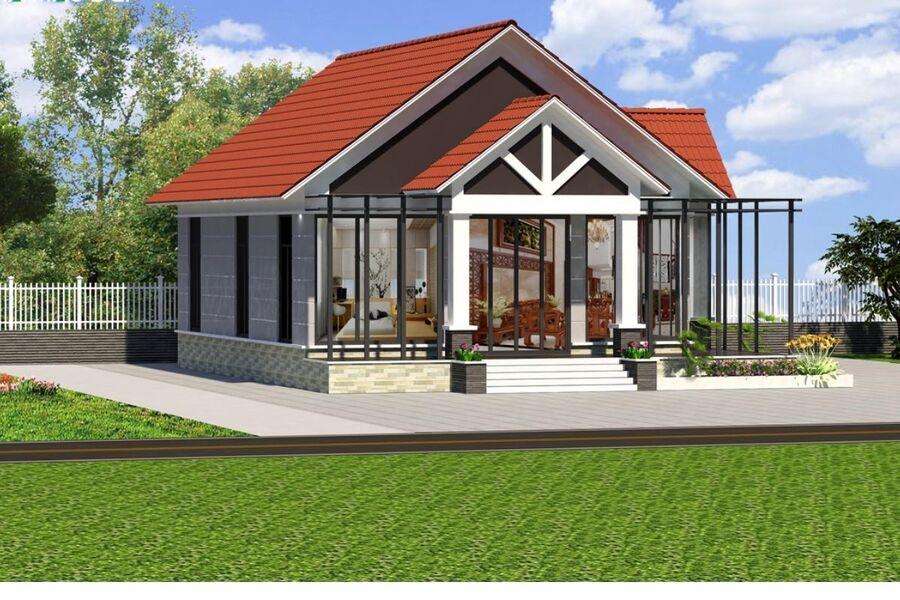 Mẫu nhà mái Thái 1 tầng lợp ngói đỏ đẹp, ấn tượng