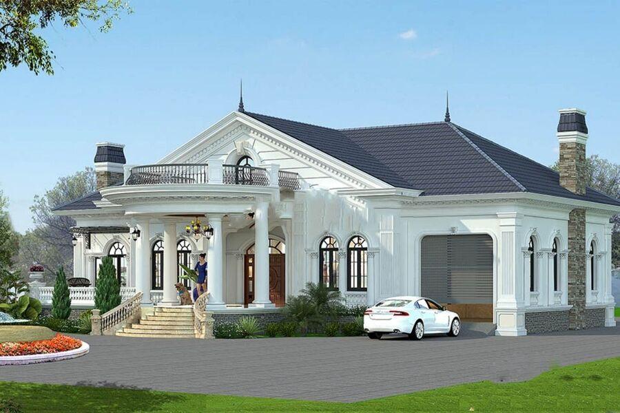 Mẫu nhà mái Thái 1 tầng châu Âu thanh lịch với đường nét thiết kế mang hơi hướng phương Tây