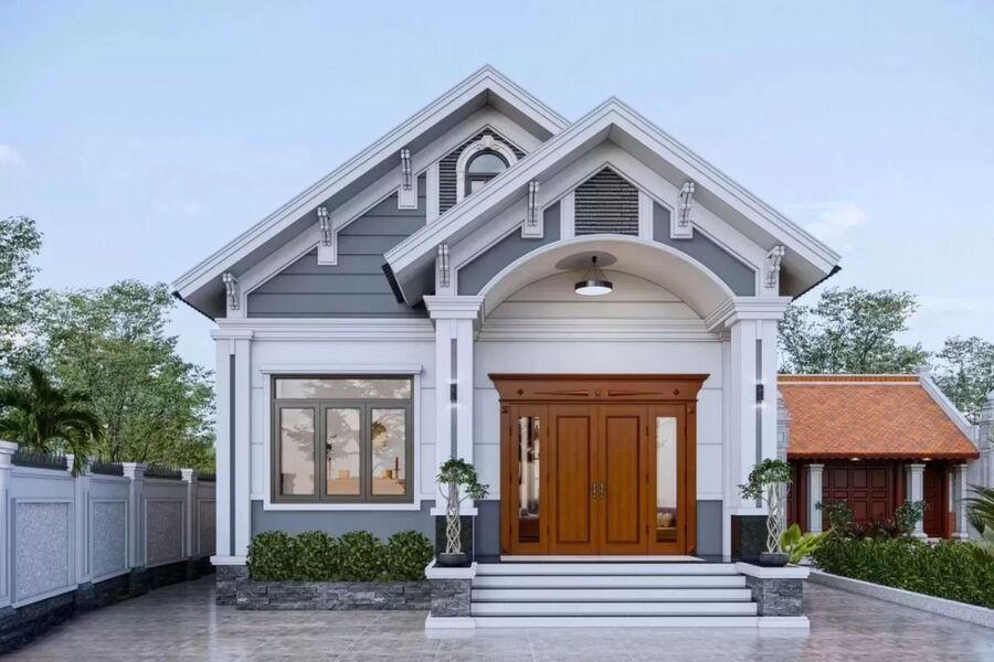 Nhà mái Thái 1 tầng có kết cấu một tầng và mái Thái đặc trưng