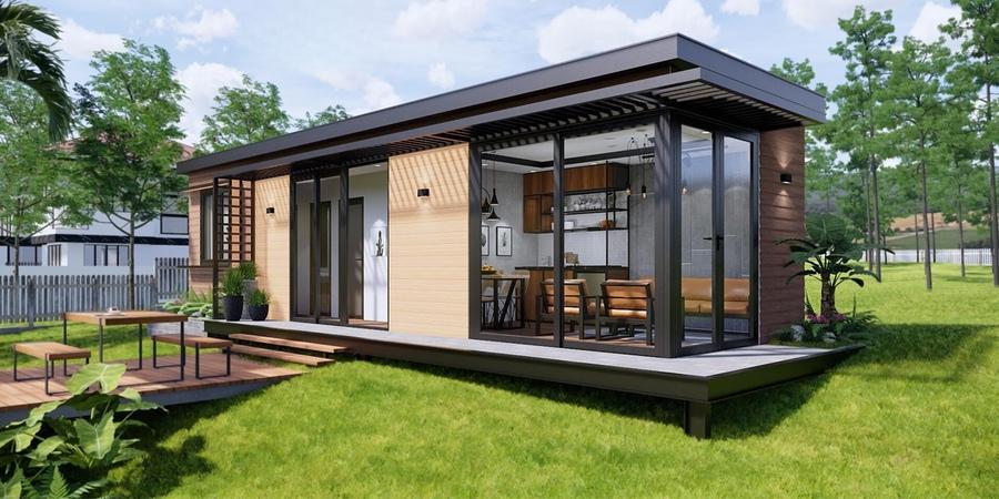 Mẫu nhà tiền chế 1 mái đẹp, hiện đại, gần gũi với thiên nhiên