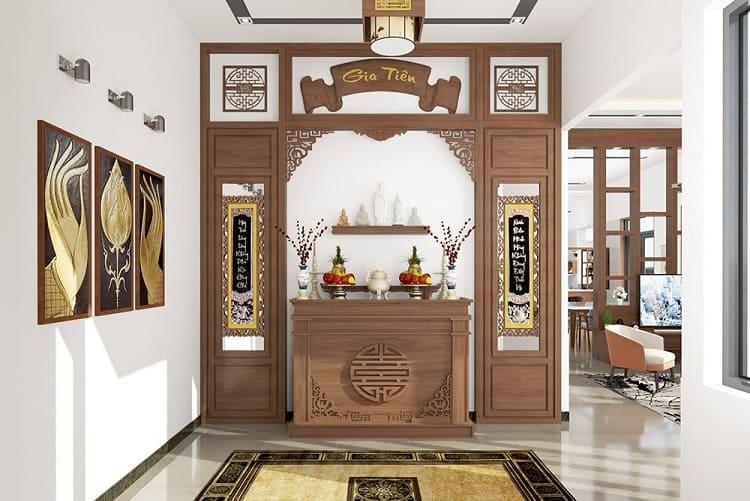 Vách ngăn phòng thờ phong cách tối giản, thanh lịch