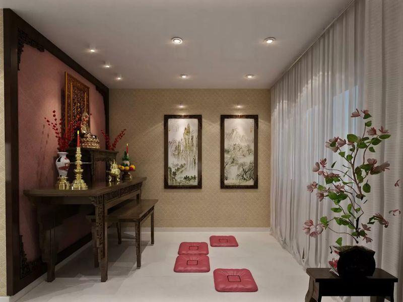 Mẫu vách ngăn phòng thờ với phòng khách tinh xảo và đẹp mắt