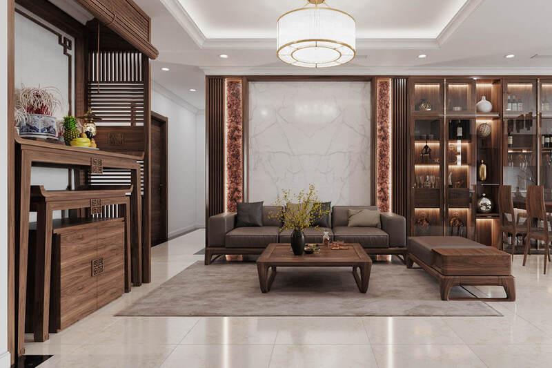 Vách ngăn phòng thờ với phòng khách giúp mang lại tài lộc, vượng khí và may mắn cho gia chủ 