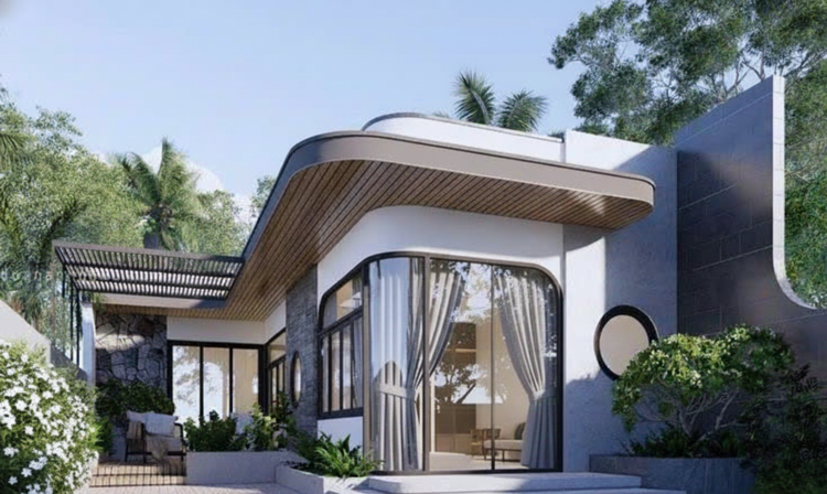 Nhà cấp 4 mái bằng chữ L 4 phòng ngủ đẹp, ấn tượng